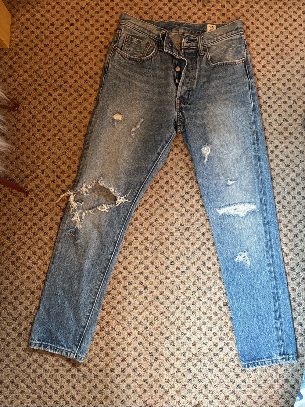 Distressed Women’s Blue Denim Jeans - Casual Slim Fit
